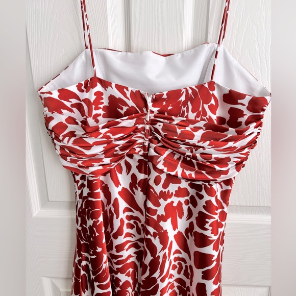 NWOT ALRED ANGELO SPAGHETTI STRAP CORAL & WHITE KNEE LENGTH DRESSY DRESS. SZ 16 - Picture 4 of 10